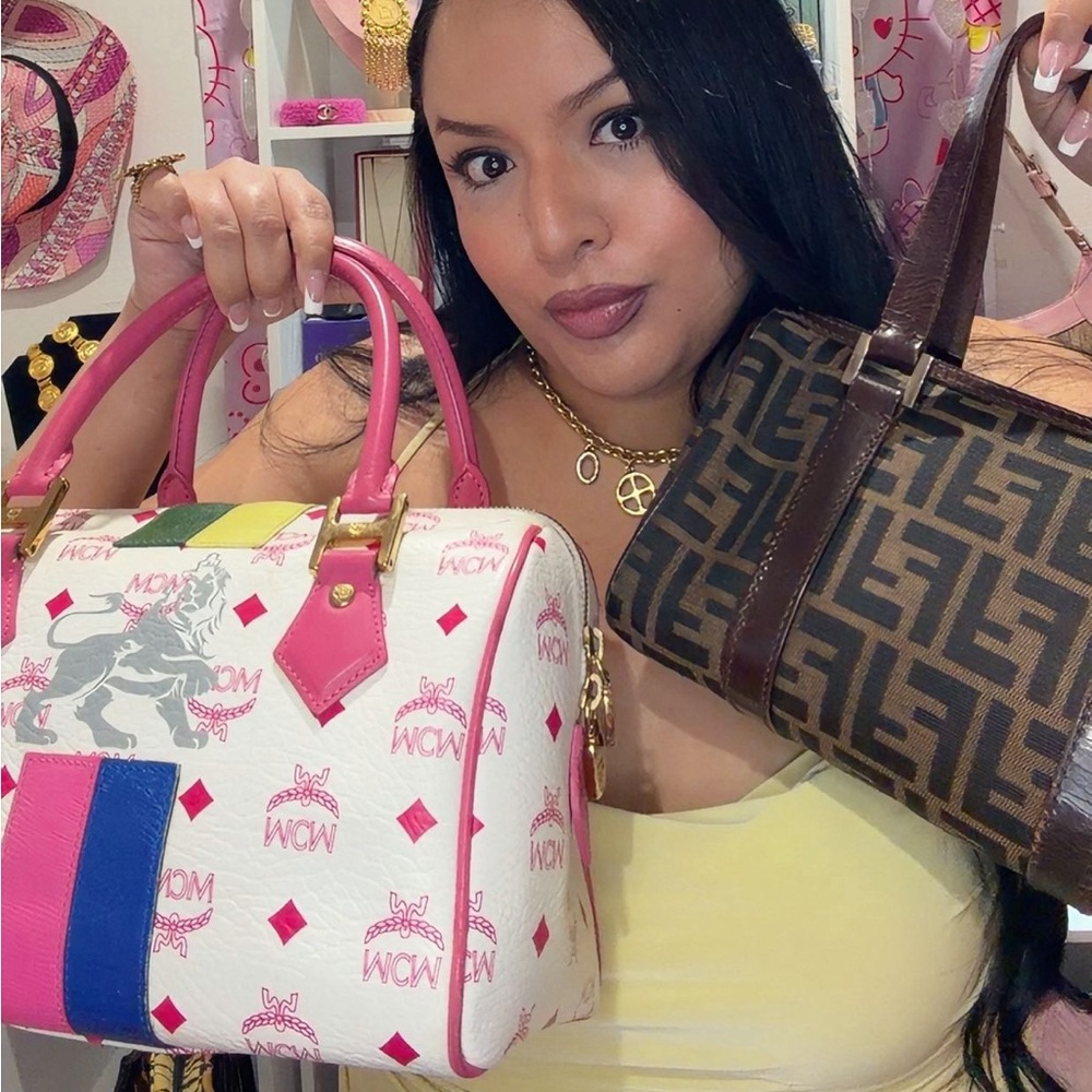MCM Multicolor Satchel with Pink Accents - Picture 2 of 6